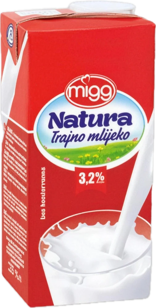 Natura Trajno mlijeko UHT 3,2 posto, pakovanje 1 L